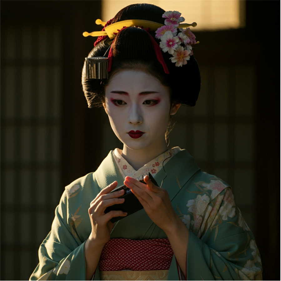 化粧をした商家のお嬢様