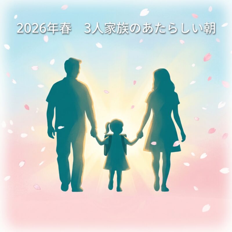 3人家族の新しい朝