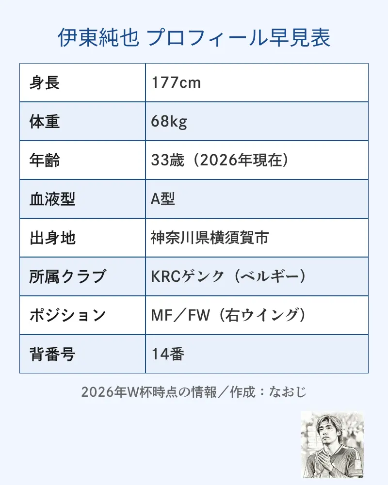 伊東純也プロフィール早見表