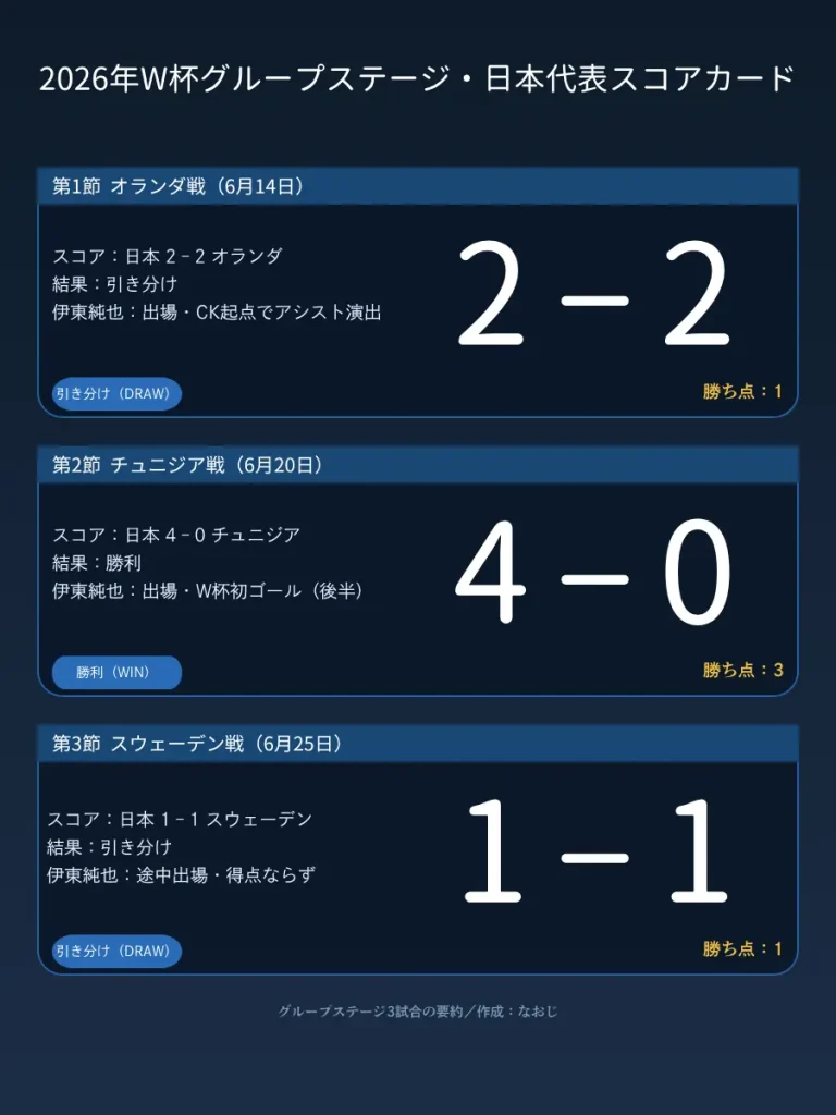 日本代表スコアカード